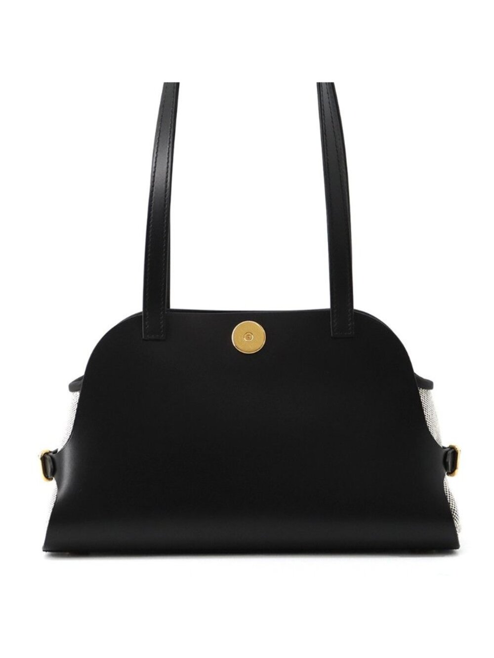 Hermes Shoulder Bag Tablier Sellier Ecru Black Gold Vache Hunter Toile